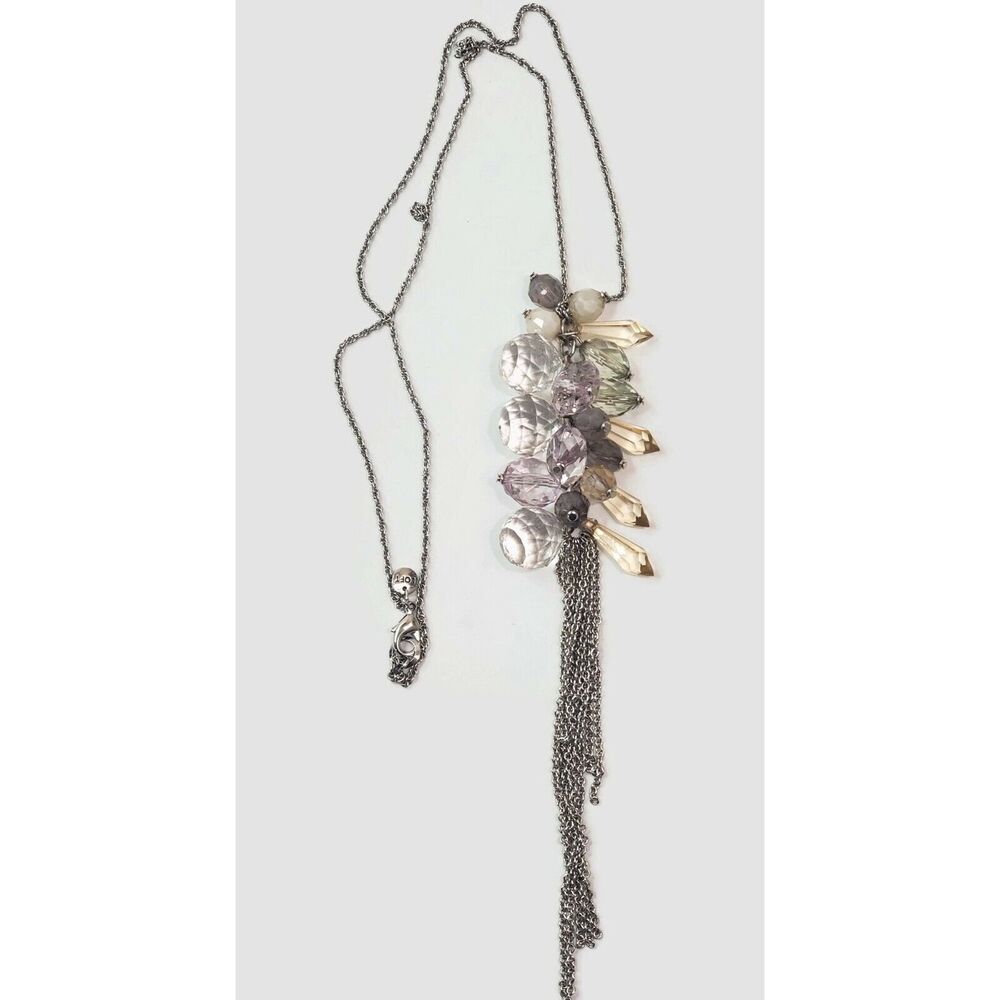 Loft Silver Tone Cluster Bead Style Necklace 28"